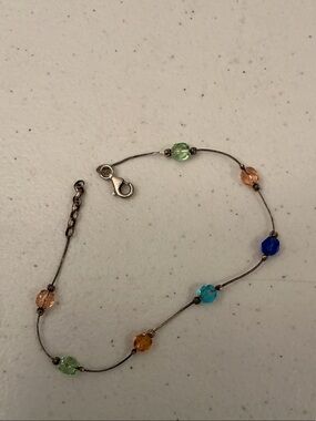 Vintage Italian sterling silver crystal station bracelet.